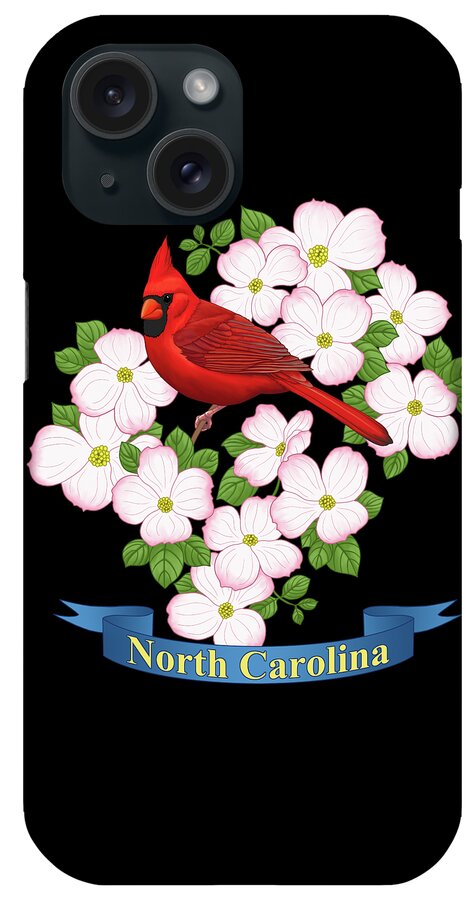 Bird iPhone Case featuring the painting North Carolina State Bird and Flower by Crista Forest