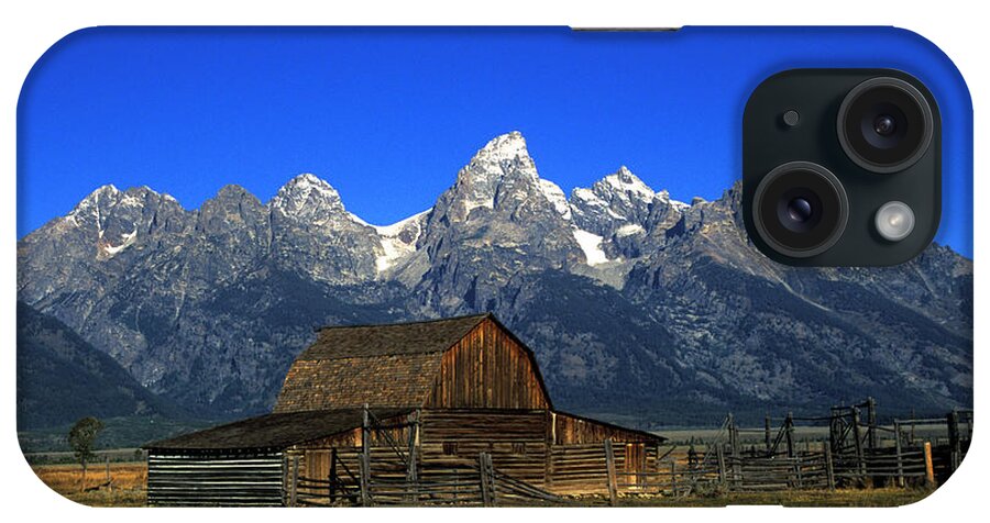 Late Snow iPhone Case featuring the photograph North Moulton barn Grand Tetons by Gary Langley