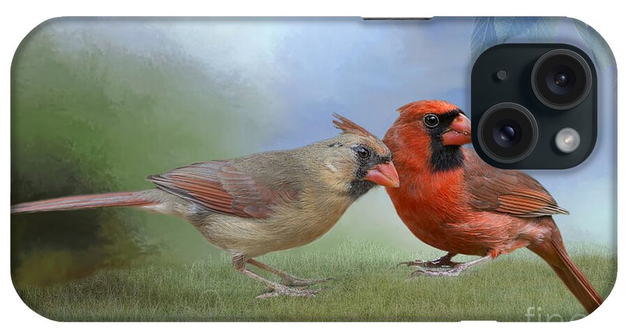 Northern Cardinals iPhone Case featuring the photograph Northern Cardinals on a Spring Day by Bonnie Barry