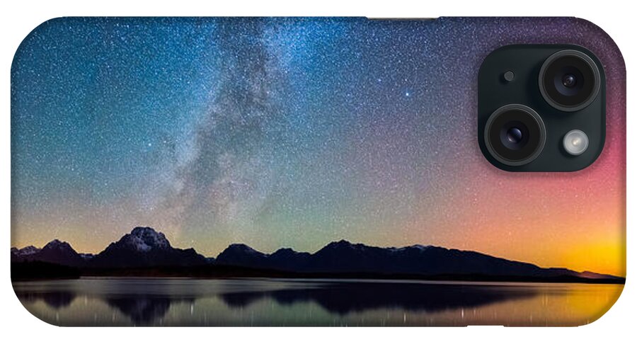 Milky Way iPhone Case featuring the photograph Northern Lights Over Jackson Lake by Darren White