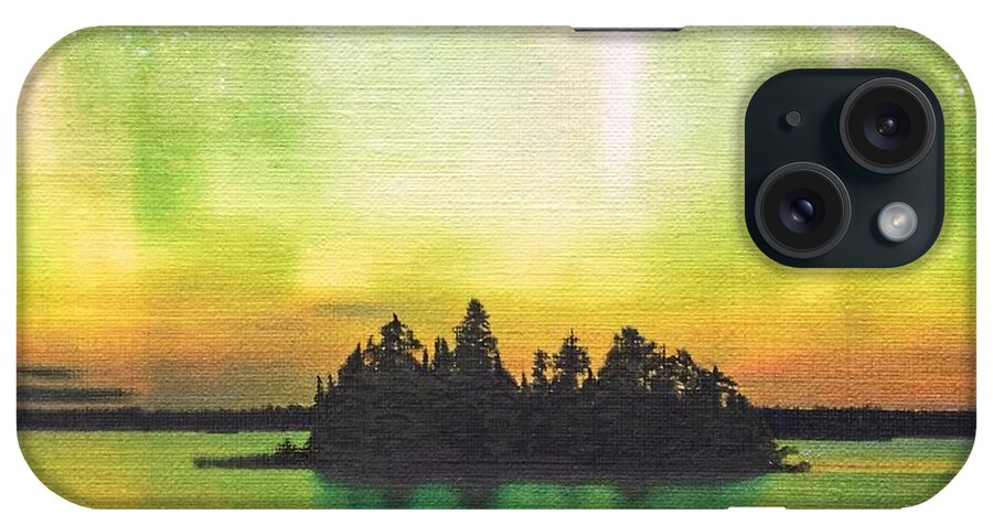 Northern Lights iPhone Case featuring the painting Perfect Summer Eve by Cara Frafjord