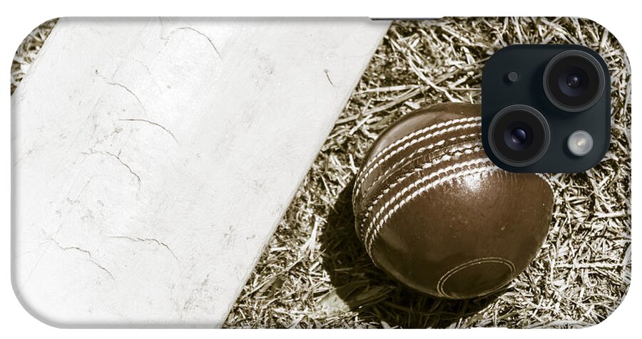 Old iPhone Case featuring the photograph Nostalgic cricket bat and ball by Jorgo Photography