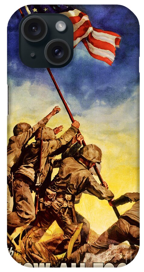 War iPhone Case featuring the painting Now all together Vintage War Poster Restored by Vintage Treasure