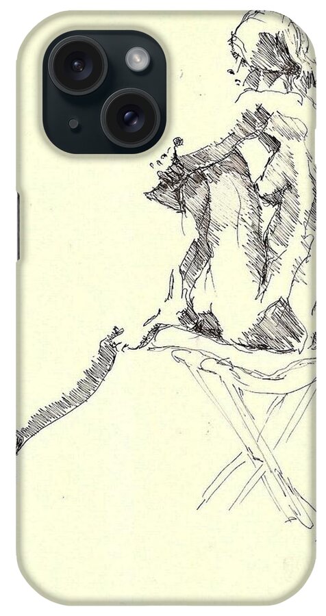 Nude iPhone Case featuring the drawing Nude five by R Allen Swezey