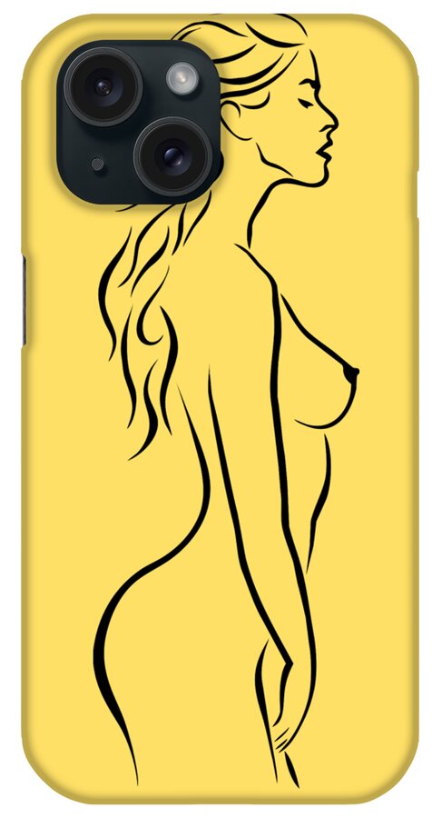 Nude iPhone Case featuring the digital art Nude Woman Profile Illustration by Ricky Barnard