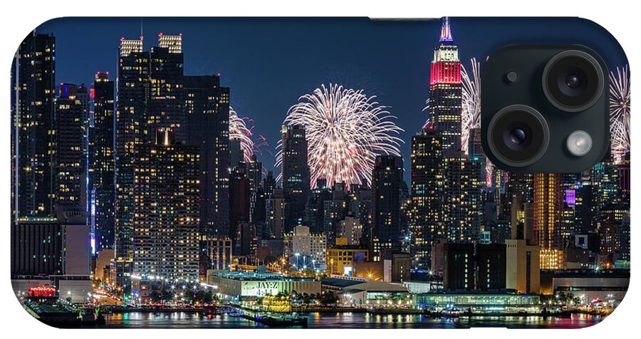 New York City Fireworks iPhone Case featuring the photograph NYC 4th Of July Fireworks Celebration by Susan Candelario