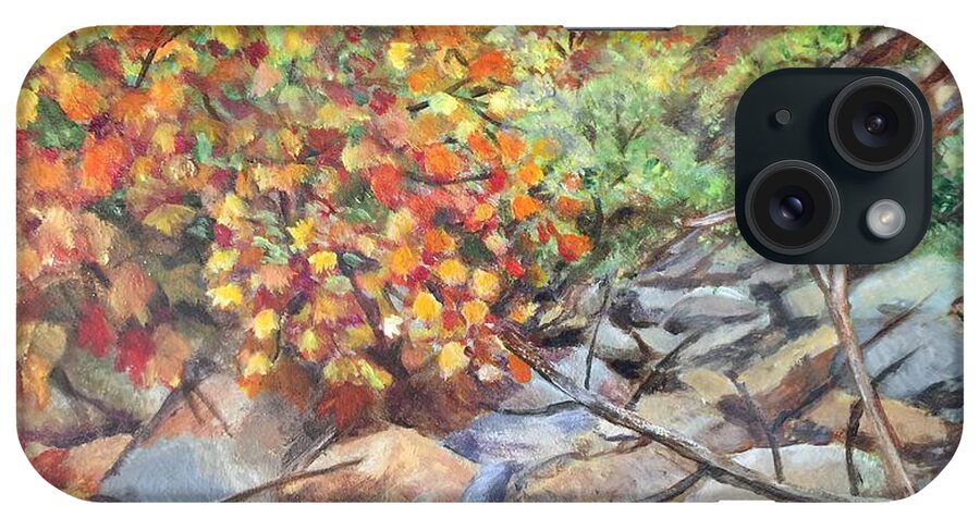 Fall Is In The Canyon With Its Purples iPhone Case featuring the painting Oak Creek Canyon by Charme Curtin