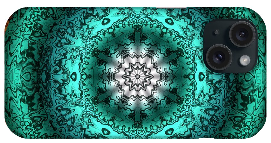 Experimental Mandalas iPhone Case featuring the digital art Oasis by Becky Titus