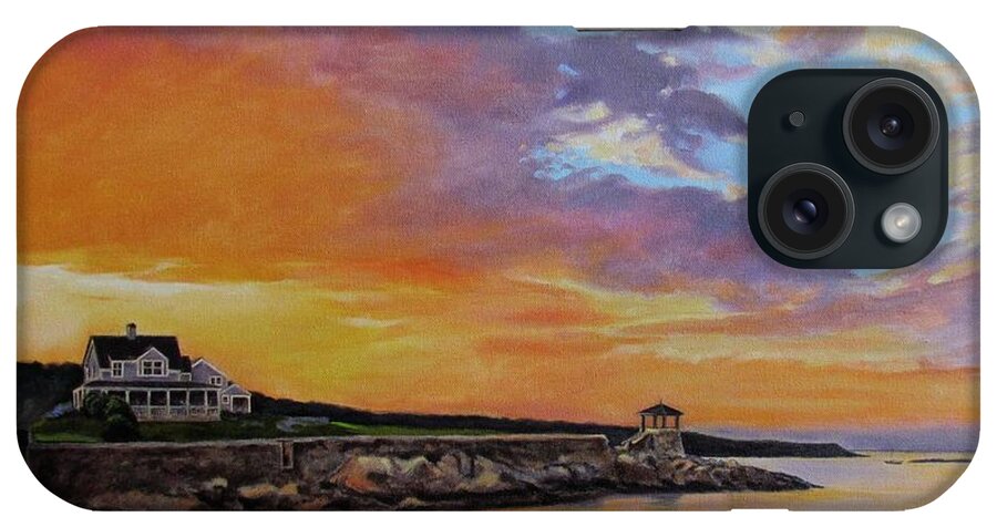 Front Beach iPhone Case featuring the painting Observatory Point, Rockport, MA by Keith Gantos