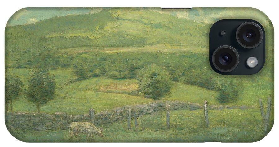 Green iPhone Case featuring the painting Obweebetuck, 1908 by Julian Alden Weir