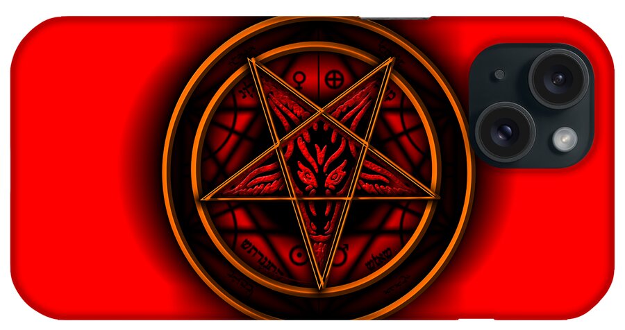 Fantasy iPhone Case featuring the digital art Occult Magick Symbol on Red by Pierre Blanchard by Esoterica Art Agency
