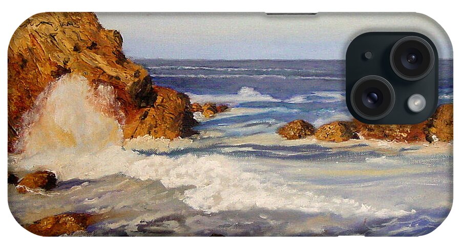 Seascape iPhone Case featuring the painting Ocean Rock by Quwatha Valentine