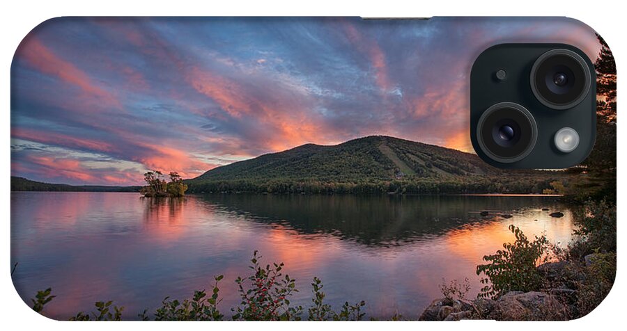 #pleasant#mountain#sunset#moose#pond#bridgton#landscape#maine iPhone Case featuring the photograph October Sunset Over Pleasant Mountain by Darylann Leonard Photography