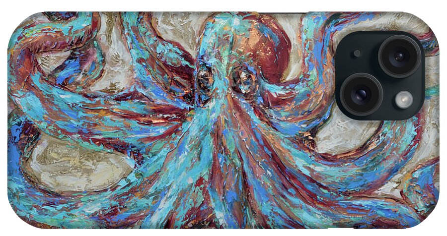 Ocean iPhone Case featuring the painting Octopus Blues by Linda Olsen