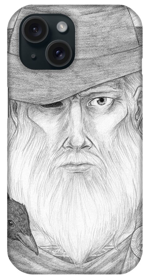 Graphite iPhone Case featuring the drawing Odin by Brandy Woods