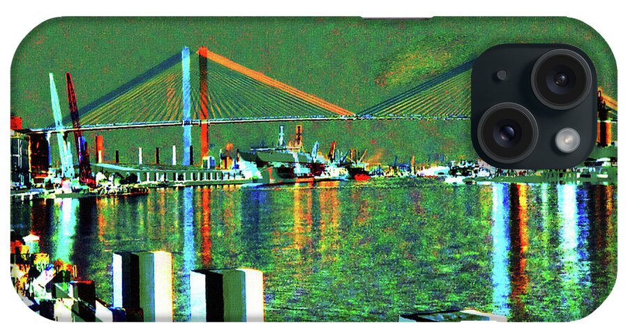 Beautiful Bridges iPhone Case featuring the mixed media Of Time and the Savannah River Bridge by Aberjhani