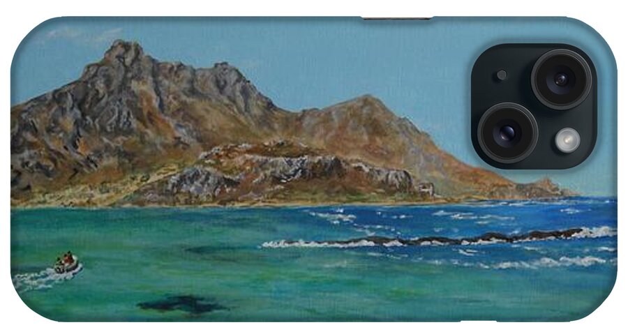 Crete iPhone Case featuring the painting Off Balos - Crete by David Capon