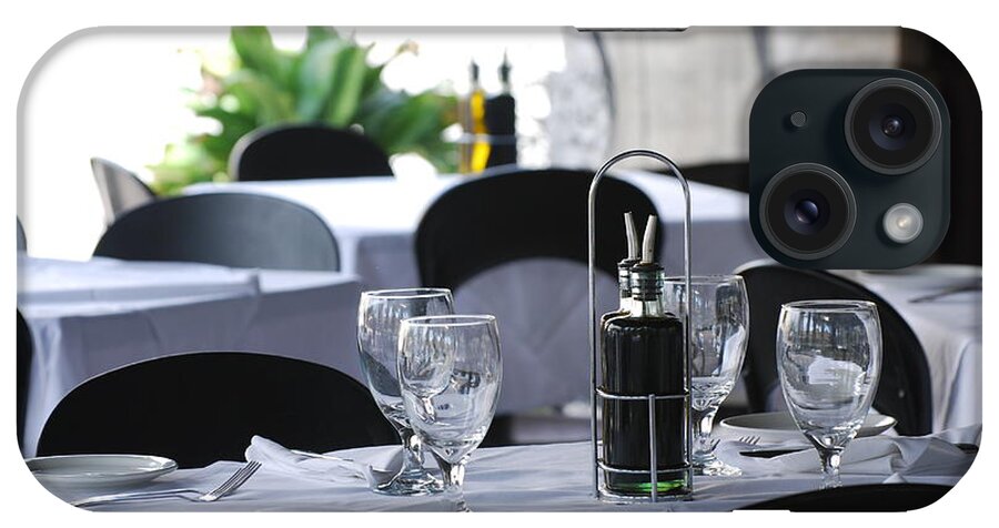 Tables iPhone Case featuring the photograph Oils And Glass At Dinner by Rob Hans