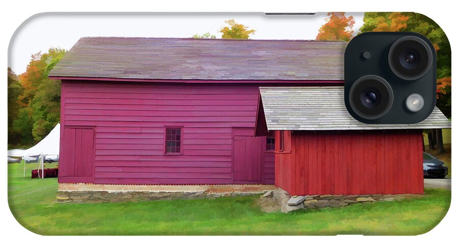 Olana Red Barn iPhone Case featuring the painting Olana Red Barn 8 by Jeelan Clark