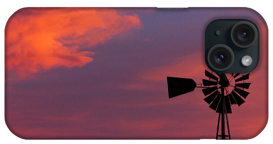 Country iPhone Case featuring the photograph Old American Farm Windmill with a Sunset by James BO Insogna