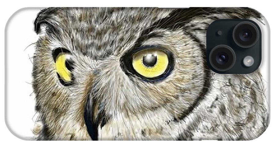 Owl iPhone Case featuring the digital art Old and wise by Darren Cannell
