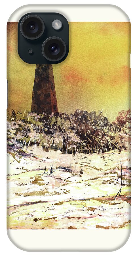 Street Scene iPhone Case featuring the painting Old Baldy Lighthouse- North Carolina by Ryan Fox