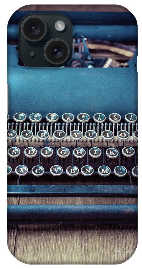 Still Life iPhone Case featuring the photograph Old blue typewriter by Edward Fielding