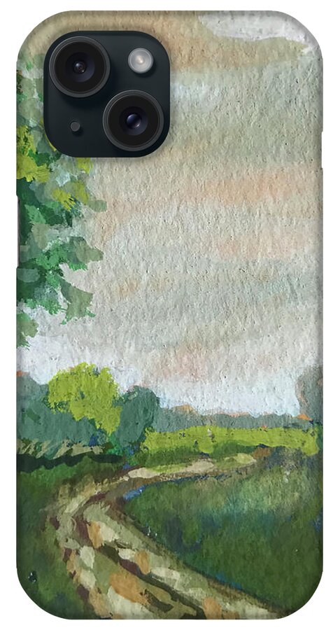 Landscape iPhone Case featuring the painting Old Country Road by Linda Apple