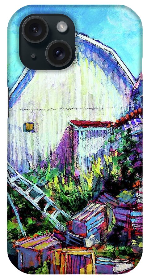 Painting iPhone Case featuring the painting Old Crates by Les Leffingwell