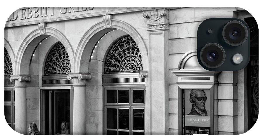 Washington Dc iPhone Case featuring the photograph Old Ebbitt Grill In Black and White by Greg and Chrystal Mimbs