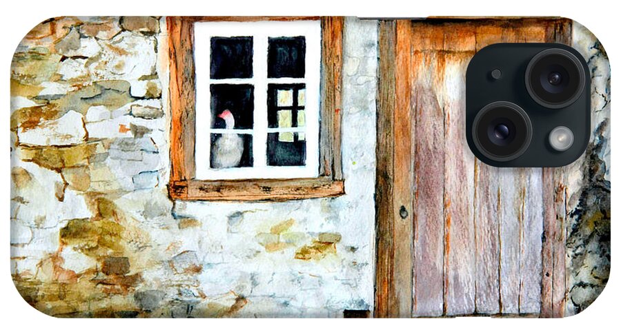 Old Farm House iPhone Case featuring the painting Old Farm House by Sher Nasser