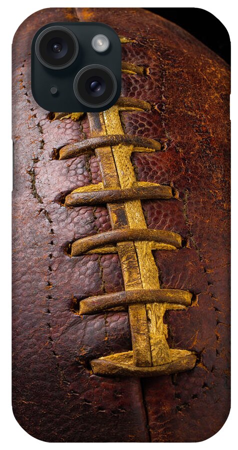 Old iPhone Case featuring the photograph Old Football Close Up by Garry Gay