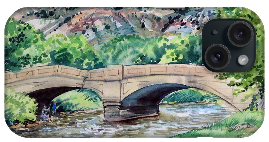  Copy Of Plein Air Watercolor Painting By Annie Gibbons iPhone Case featuring the painting Old Gypsum Bridge by Annie Gibbons
