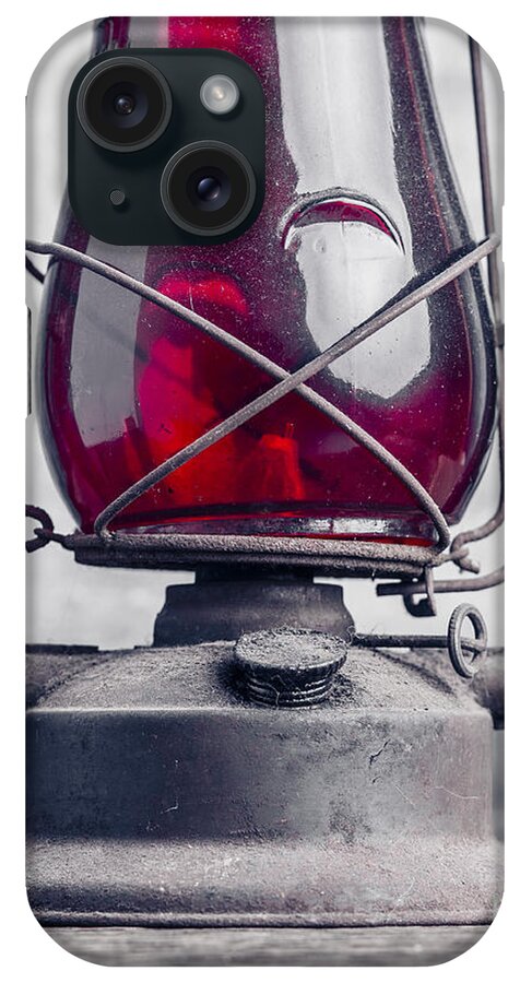 Lanterns iPhone Case featuring the photograph Old Red Hurricane Lantern Still Life by Edward Fielding