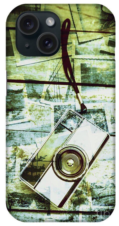 Photo iPhone Case featuring the photograph Old retro film camera in creative composition by Jorgo Photography