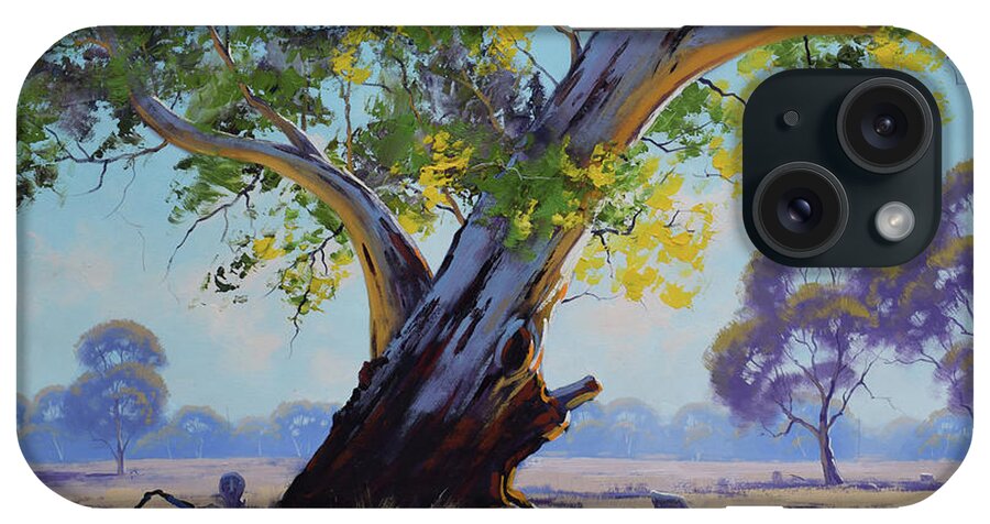 Eucalyptus Tree iPhone Case featuring the painting Old River Gum Australia by Graham Gercken