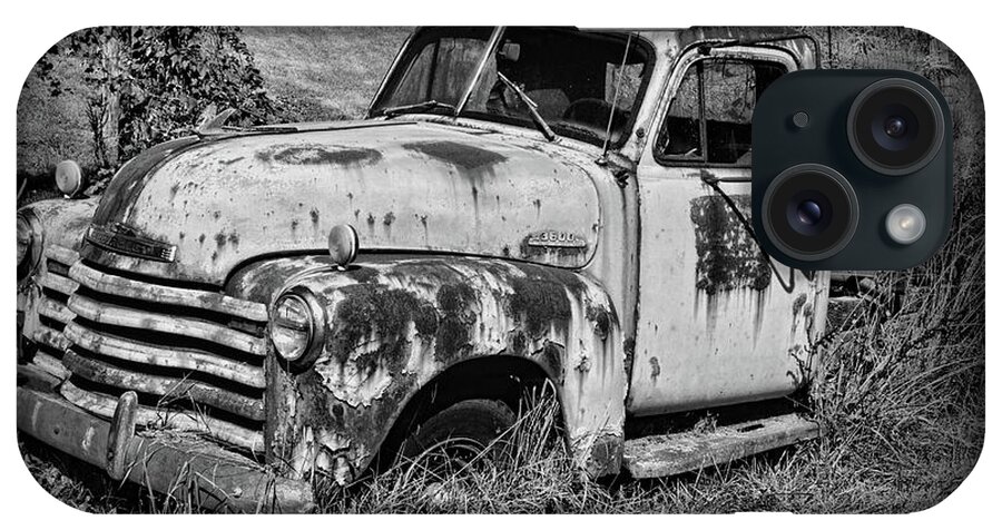 Paul Ward iPhone Case featuring the photograph Old Rusty Chevy in black and white by Paul Ward