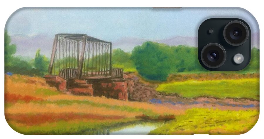 Pastels iPhone Case featuring the pastel Old Train Bridge -Annapolis Royal by Rae Smith PAC