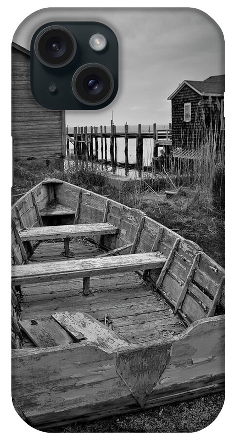 Old iPhone Case featuring the photograph Old Wooden Boat BW by David Gordon