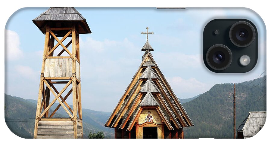 Church iPhone Case featuring the photograph Old Wooden Church And Bell Tower by Goce Risteski