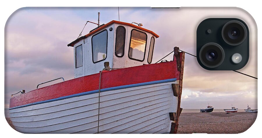 Old Wooden Fishing Boat Home By Sunset iPhone Case by Gill