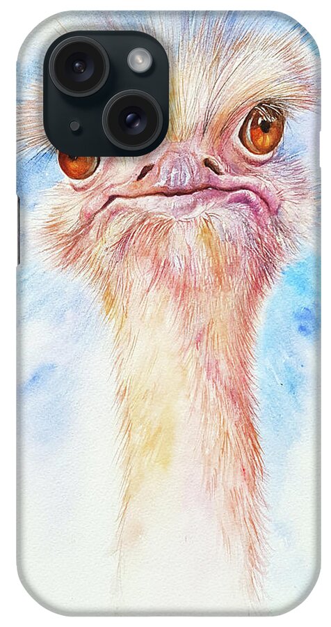 Ostrich iPhone Case featuring the painting Oliver the Ostrich by Arti Chauhan