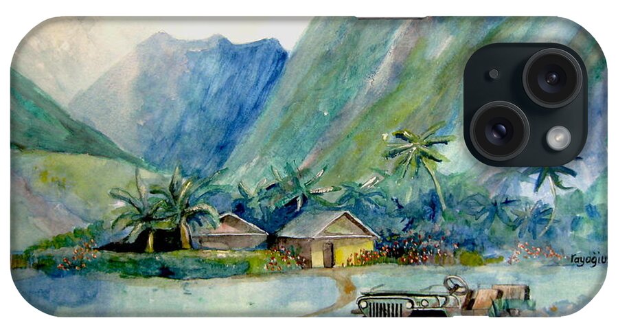 Palms iPhone Case featuring the painting Olowalu Valley by Ray Agius