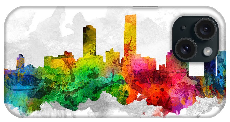 Omaha iPhone Case featuring the painting Omaha Nebraska Cityscape 12 by Aged Pixel