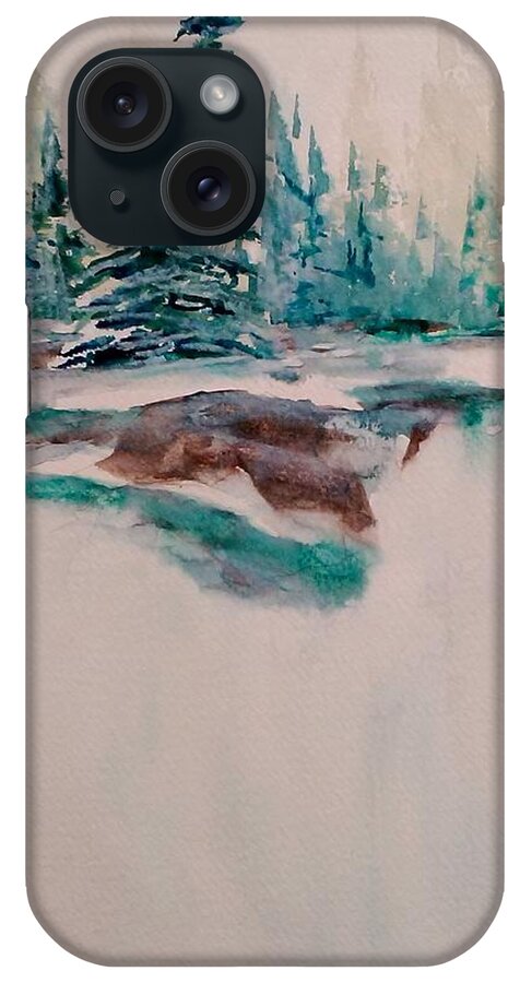 Watercolour Landscape Painting iPhone Case featuring the painting On the Edge - Pisew by Desmond Raymond