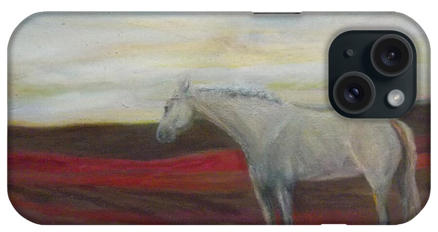 Horse iPhone Case featuring the painting On the Edge by Susan Esbensen