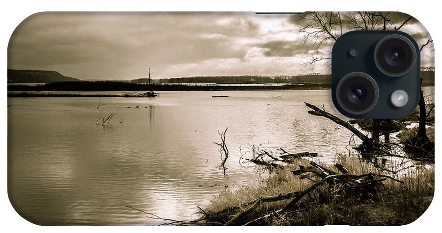 December iPhone Case featuring the photograph On the Shore of the Mississippi River by Joni Eskridge