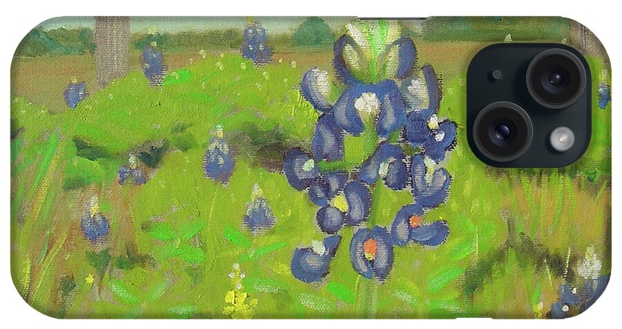 Bluebonnet iPhone Case featuring the painting One in a Crowd by Lilibeth Andre