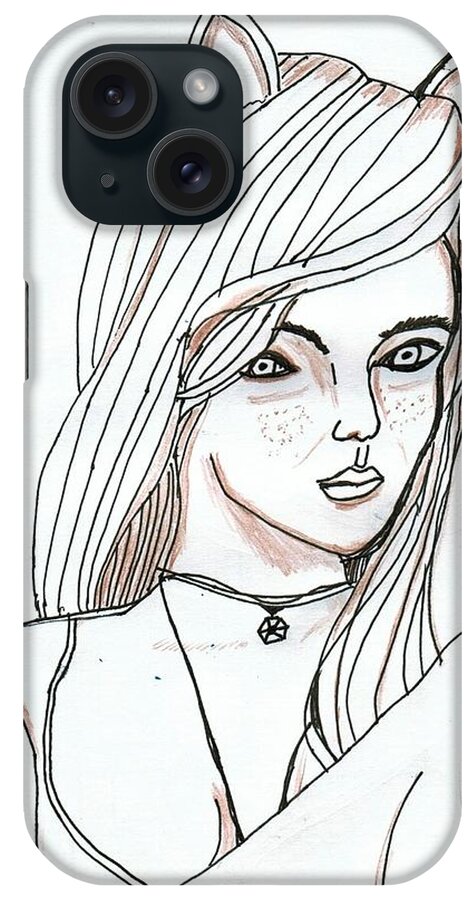Oona iPhone Case featuring the drawing Oona by Phil Strang