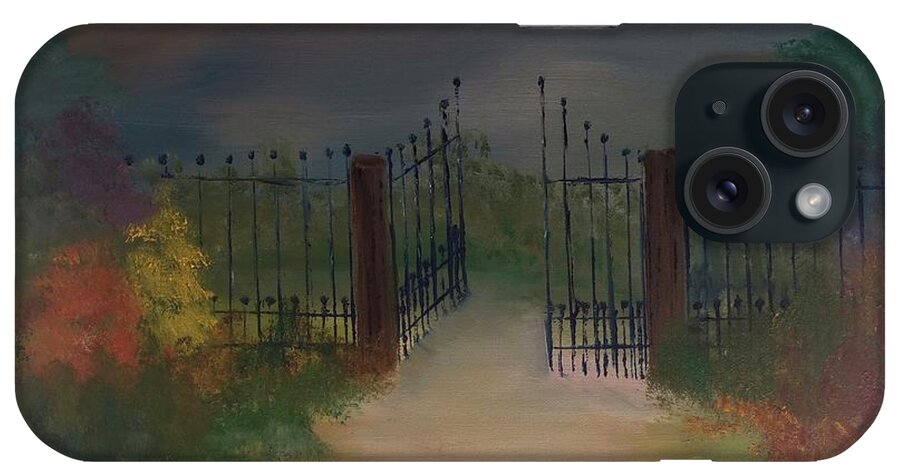 Gate iPhone Case featuring the painting Open Gate by Denise Tomasura